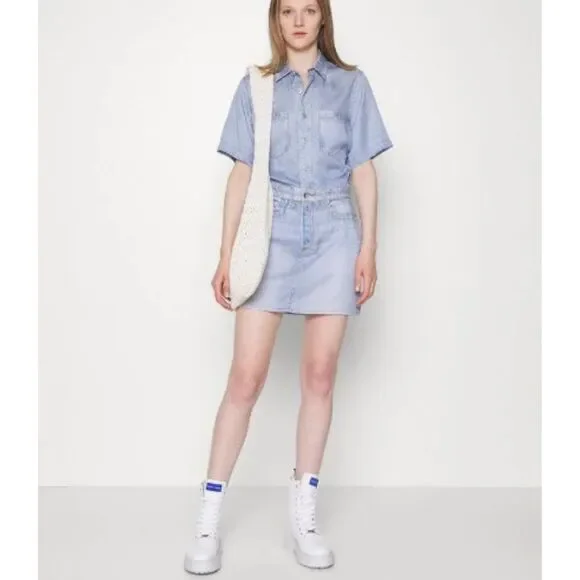rag & bone Light Blue Denim Mini Dress - Picture 9 of 9